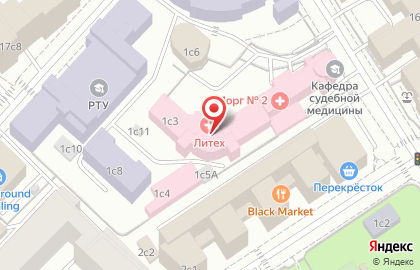 Клинико-диагностический центр Литех на Малой Пироговской улице на карте