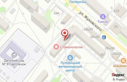 Аптека Планета Здоровья в Луховицах, на улице Жуковского, 28к2Н на карте