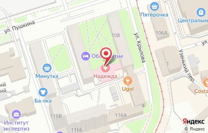 Клиника Надежда на улице Пушкина на карте