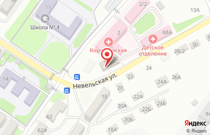 Корсаковская центральная районная больница в Южно-Сахалинске на карте