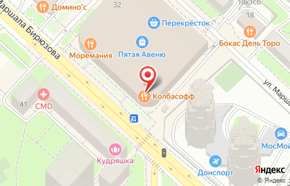 Ресторан Колбасофф на метро Октябрьское поле на карте