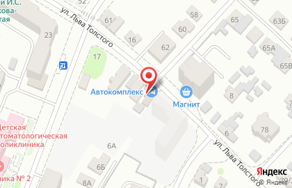 Автокомплекс на улице Льва Толстого на карте