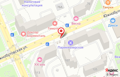 Киоск по продаже печатной продукции, район Бутово Южное на Южнобутовской улице на карте