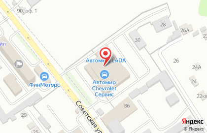 Автомир, официальный дилер Chevrolet NIVA на Советской улице на карте