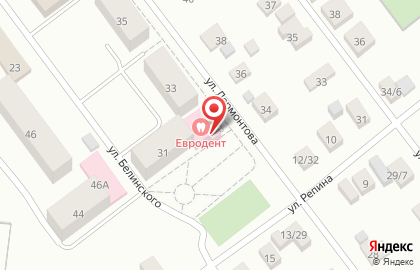 Клиника Евродент на улице Лермонтова на карте