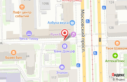 Банк Дом.рф на метро Московские Ворота на карте