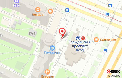Перехватывающая автостоянка Городской центр управления парковками Санкт-Петербурга на метро Гражданский проспект на карте