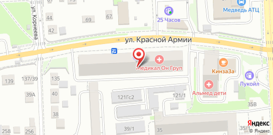 Медицинский центр Medical On Group на улице Красной Армии на карте