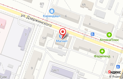 Магазин канцелярии и детских товаров на улице Дзержинского на карте