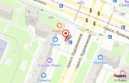 Магазин овощей и фруктов на проспекте Луначарского на карте