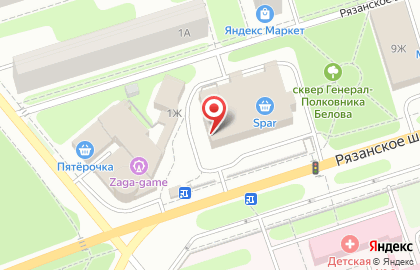 Супермаркет Spar на Рязанском шоссе в Новомосковске на карте