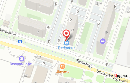 Универсам Пятёрочка на Зелёной улице на карте