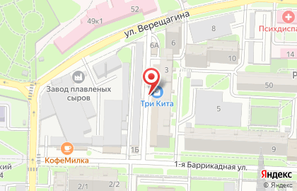 Магазин товаров для рыбалки и туризма Три кита на 1-ой Баррикадной улице на карте