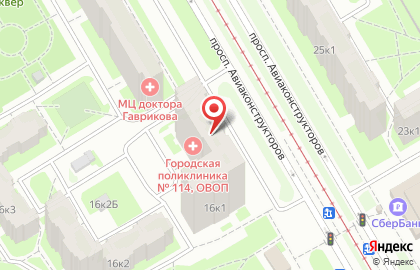 Городская поликлиника №114 на проспекте Авиаконструкторов на карте