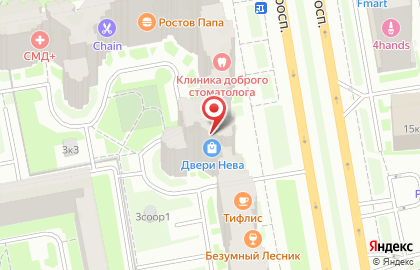 Магазин входных и межкомнатных дверей Двери Нева на Коломяжском проспекте на карте