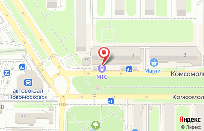 Салон связи МТС на Комсомольской улице в Новомосковске на карте