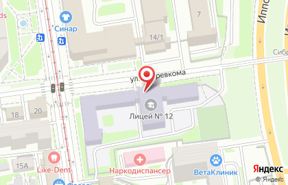 Лицей №12 в Новосибирске на карте