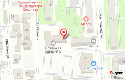Пожарная часть в Челябинске на карте