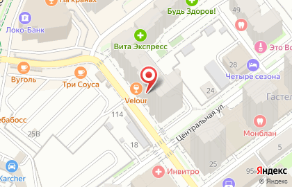 Кафе-бар Velour в Октябрьском районе на карте