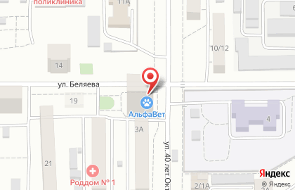 Ветеринарная клиника АльфаВет на улице Беляева на карте