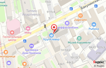 Магазин здорового питания МясновЪ на Бакунинской улице на карте