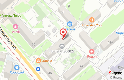 Тула-27, почтовое отделение на карте