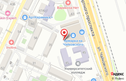 Киоск по продаже рыбы и морепродуктов на улице Чайковского на карте
