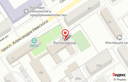 Северо-Западное управление Федеральной службы по экологическому, технологическому и атомному надзору на проспекте Александра Невского на карте