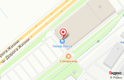 Гипермаркет Лента на Дороге жизни во Всеволожске на карте