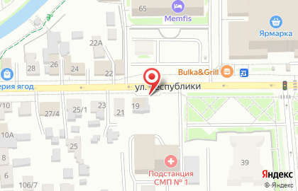 Киоск по продаже фруктов и овощей в Центральном районе на карте