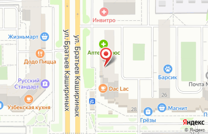 Пекарня Хлеберев на улице Братьев Кашириных на карте