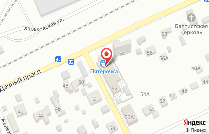 Супермаркет Пятёрочка в Железнодорожном районе на карте