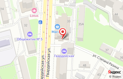 Кафе Toto`s Pizza на Гвардейской улице на карте