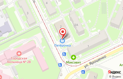 Супермаркет Пятёрочка на улице Черняховского на карте