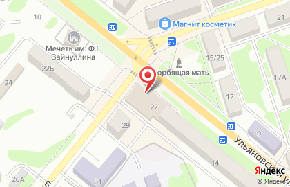 Супермаркет Магнит на Комсомольской улице, 27 в Новоульяновске на карте