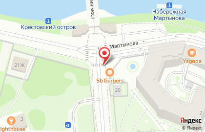 Ресторан SB Burgers на набережной Мартынова на карте