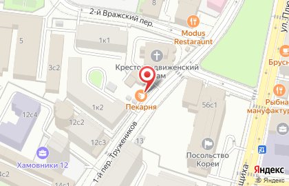 Киоск монастырской выпечки в 1-м переулке Тружеников на карте