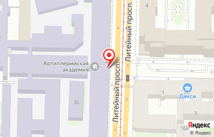 Михайловская Военная Артиллерийская Академия на Литейном проспекте на карте