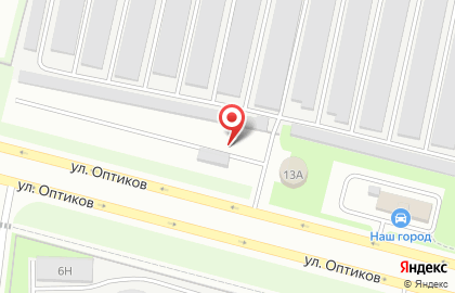 Автостоянка на ул. Оптиков, 13в на карте