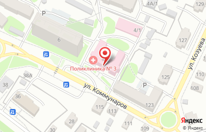 Поликлиника №3 на улице Коммунаров, 4 на карте