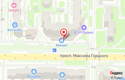 Федеральная сеть доставки блюд японской и паназиатской кухни Сушибокс на проспекте Максима Горького на карте
