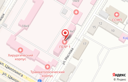 Центральная городская больница на улице Маслова на карте