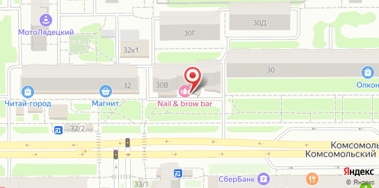 Нейл-бар Nail & brow bar на Комсомольском проспекте на карте