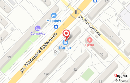 Супермаркет Магнит у дома в Краснооктябрьском районе на карте