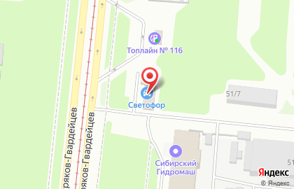 Автомойка Светофор на площади Сибиряков-Гвардейцев на карте