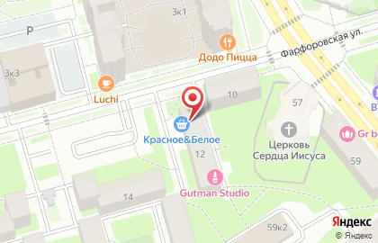 Продовольственный магазин на Фарфоровской улице на карте
