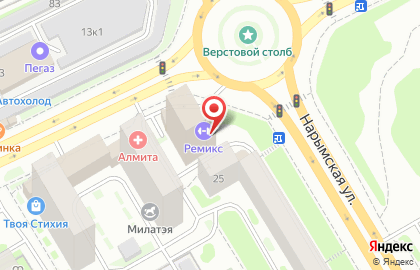 Фитнес-клуб Remix на улице Нарымской на карте