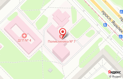 Городская поликлиника №7 на проспекте Яшьлек на карте