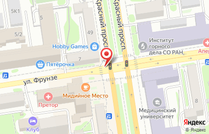 Киоск по продаже печатной продукции на Красном проспекте на карте
