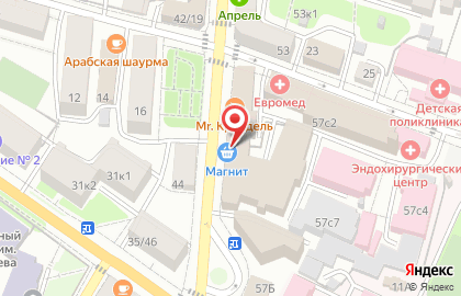 Супермаркет Магнит на улице Луначарского, 57 на карте
